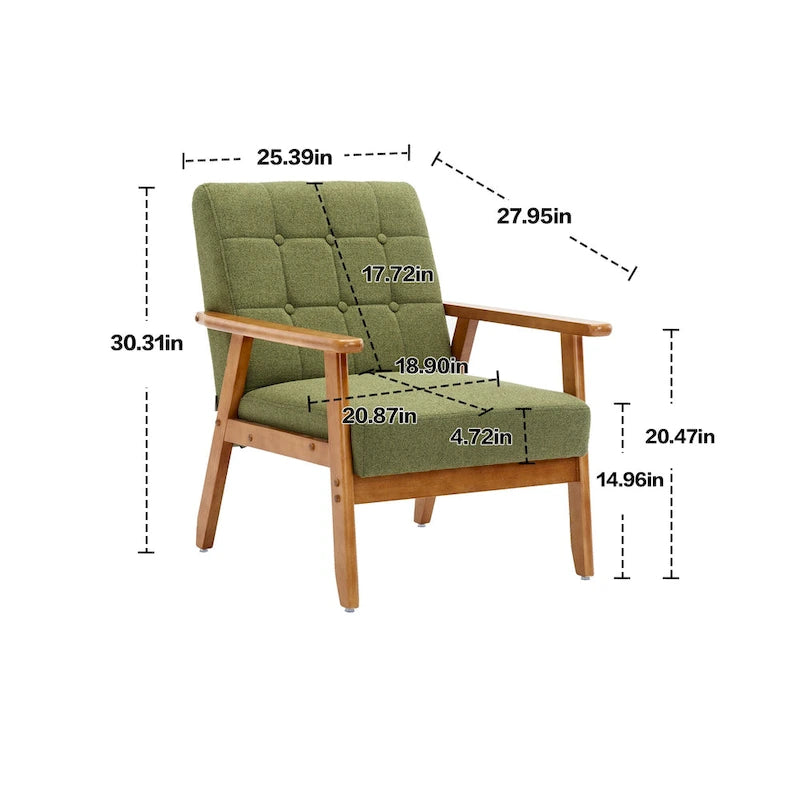 Fauteuil d'appoint capitonné 28,74 avec cadre en bois massif
