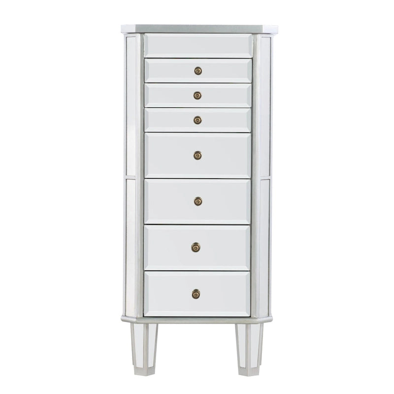 Armoire à bijoux avec miroir et 7 tiroirs – 40.5 – Argent