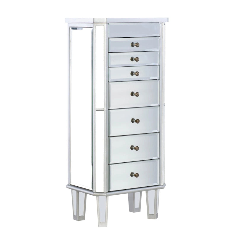 Armoire à bijoux avec miroir et 7 tiroirs – 40.5 – Argent