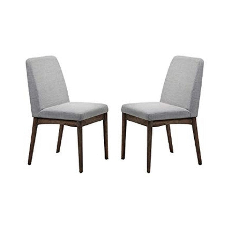 Lot de 2 chaises de salle à manger du milieu du siècle avec dossier en tissu, assise rembourrée en mousse, pieds en bois massif pour cuisine, salle à manger, salon