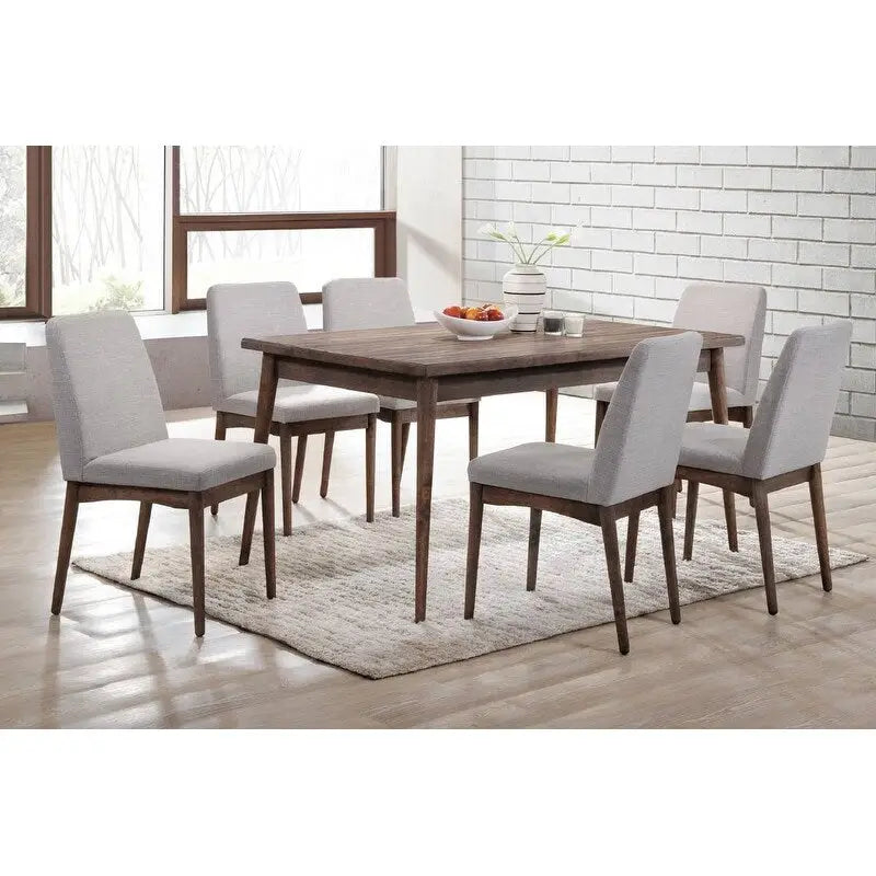 Lot de 2 chaises de salle à manger du milieu du siècle avec dossier en tissu, assise rembourrée en mousse, pieds en bois massif pour cuisine, salle à manger, salon