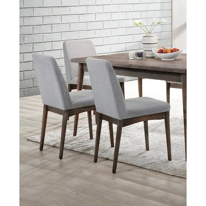 Lot de 2 chaises de salle à manger du milieu du siècle avec dossier en tissu, assise rembourrée en mousse, pieds en bois massif pour cuisine, salle à manger, salon