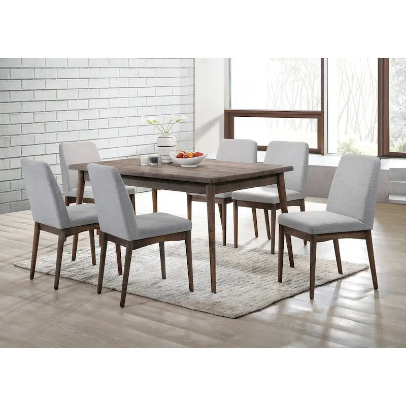 Lot de 2 chaises de salle à manger du milieu du siècle avec dossier en tissu, assise rembourrée en mousse, pieds en bois massif pour cuisine, salle à manger, salon