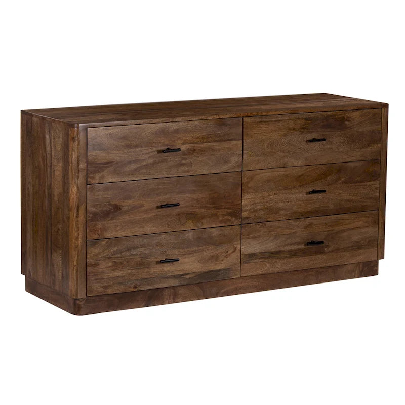 Commode à 6 tiroirs, bois de manguier, finition noyer, 60