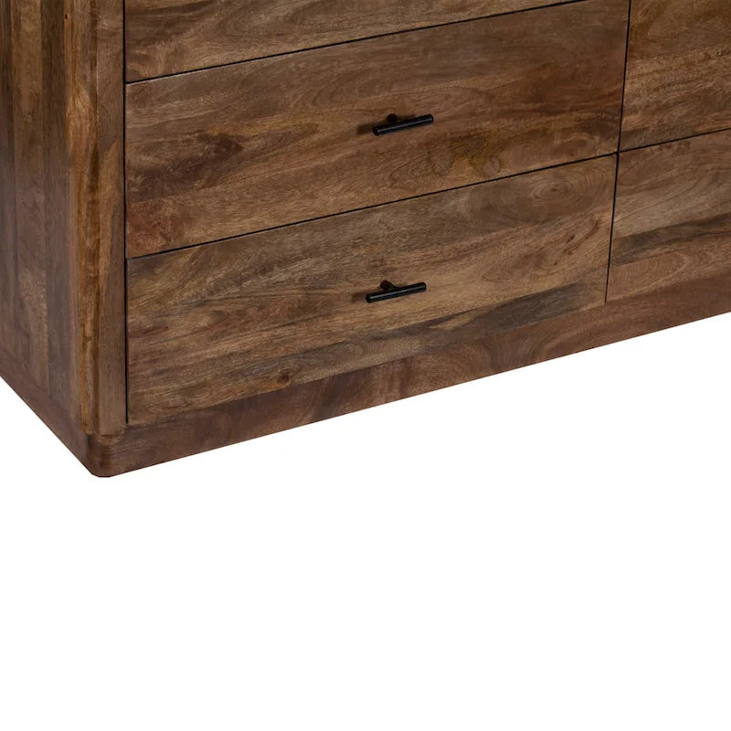 Commode à 6 tiroirs, bois de manguier, finition noyer, 60