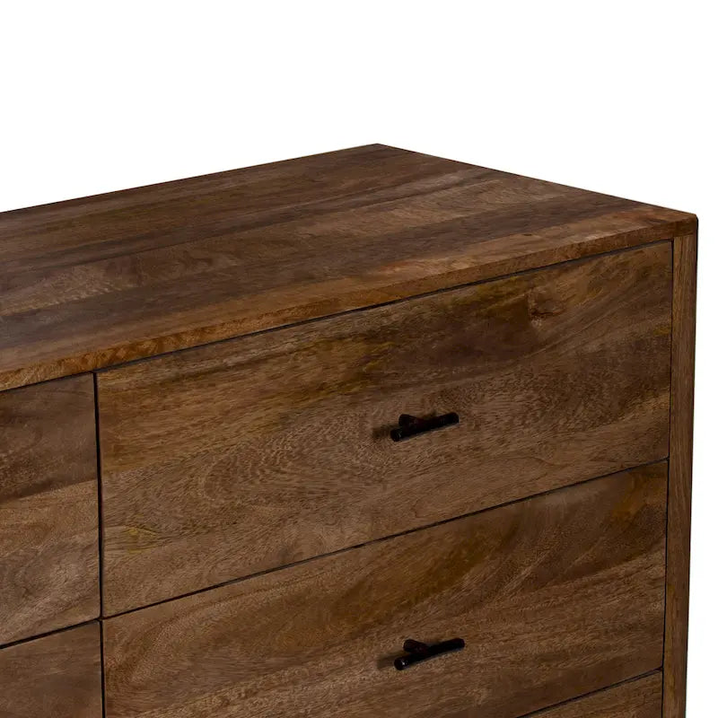 Commode à 6 tiroirs, bois de manguier, finition noyer, 60