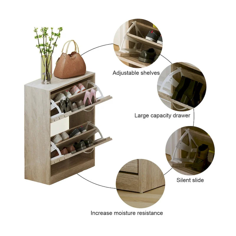 2 Tiers Shoe Rack Cabinet Shoe Cabinet Space-Saving