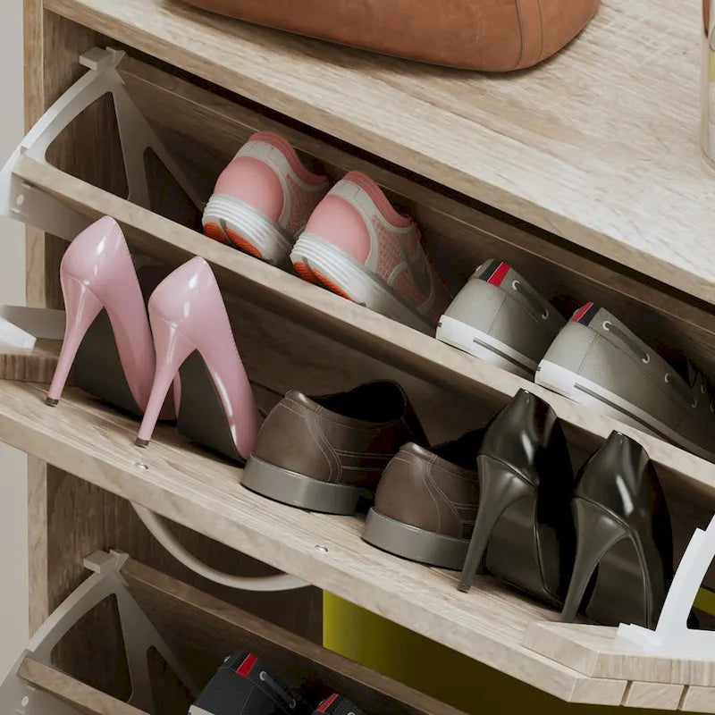 2 Tiers Shoe Rack Cabinet Shoe Cabinet Space-Saving
