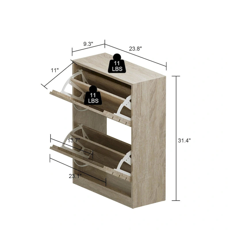 2 Tiers Shoe Rack Cabinet Shoe Cabinet Space-Saving
