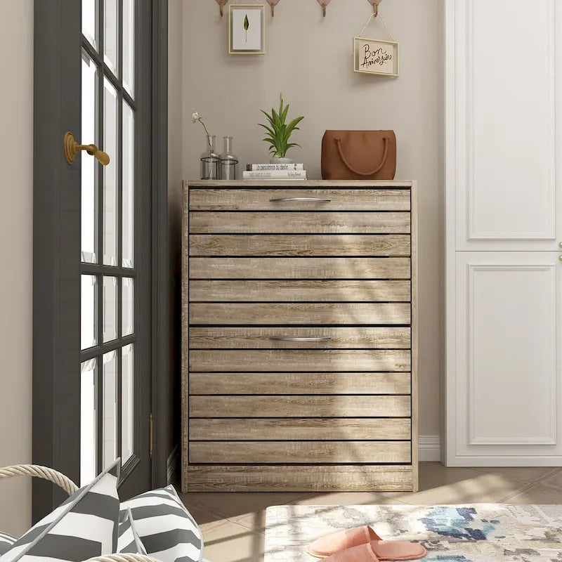2 Tiers Shoe Rack Cabinet Shoe Cabinet Space-Saving