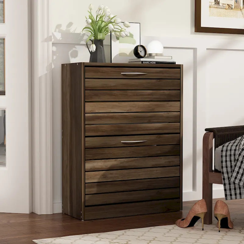 2 Tiers Shoe Rack Cabinet Shoe Cabinet Space-Saving