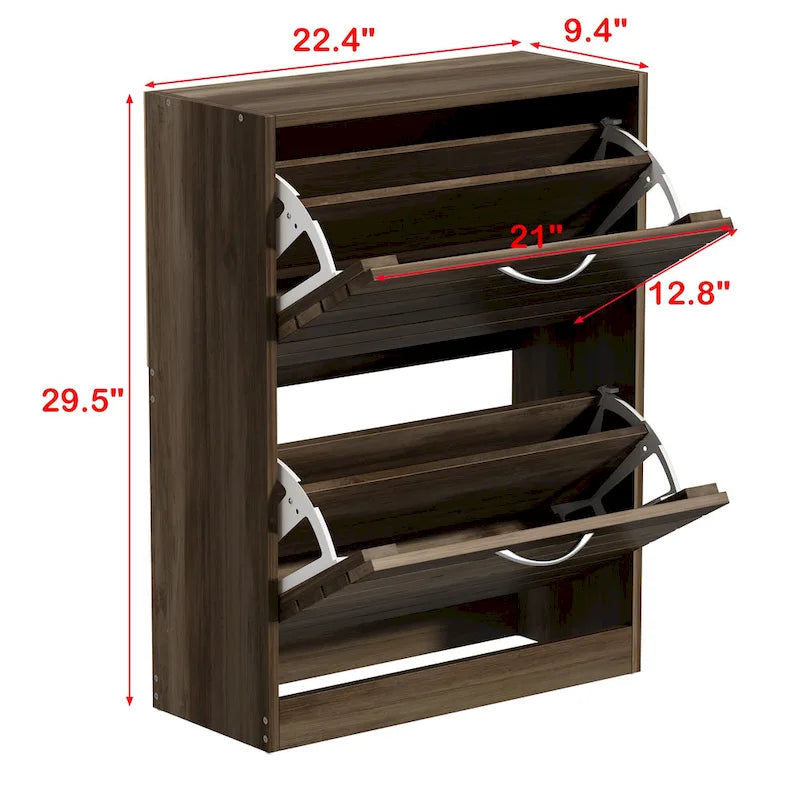 2 Tiers Shoe Rack Cabinet Shoe Cabinet Space-Saving