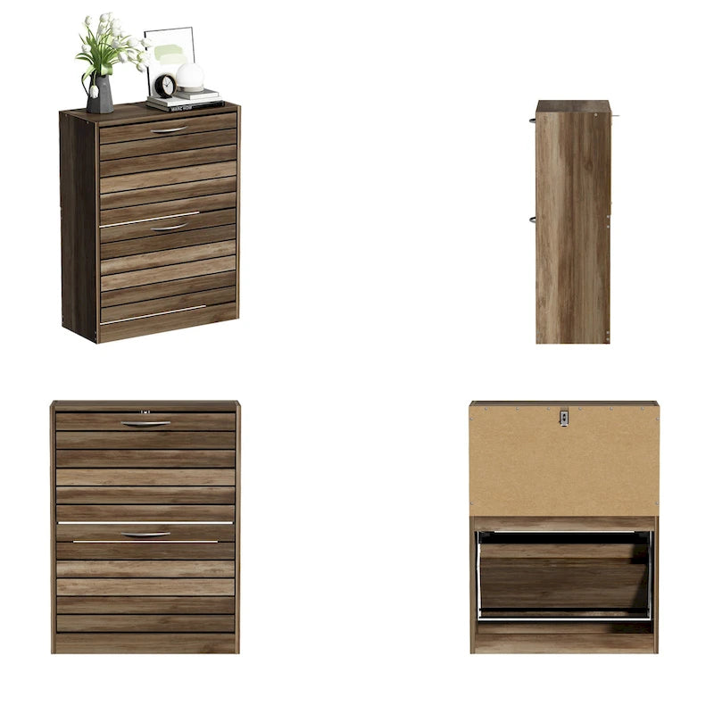 2 Tiers Shoe Rack Cabinet Shoe Cabinet Space-Saving