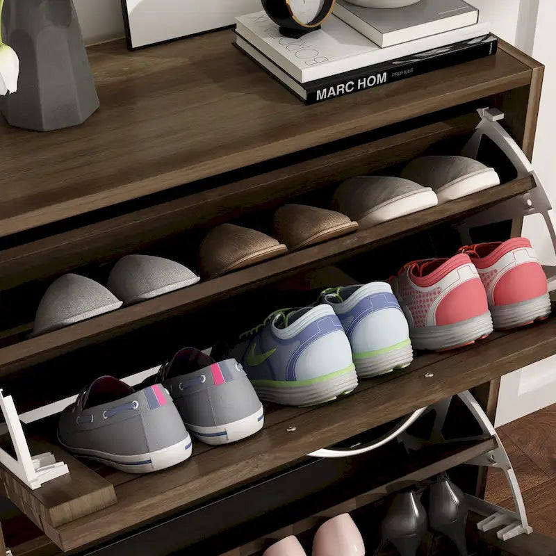 2 Tiers Shoe Rack Cabinet Shoe Cabinet Space-Saving