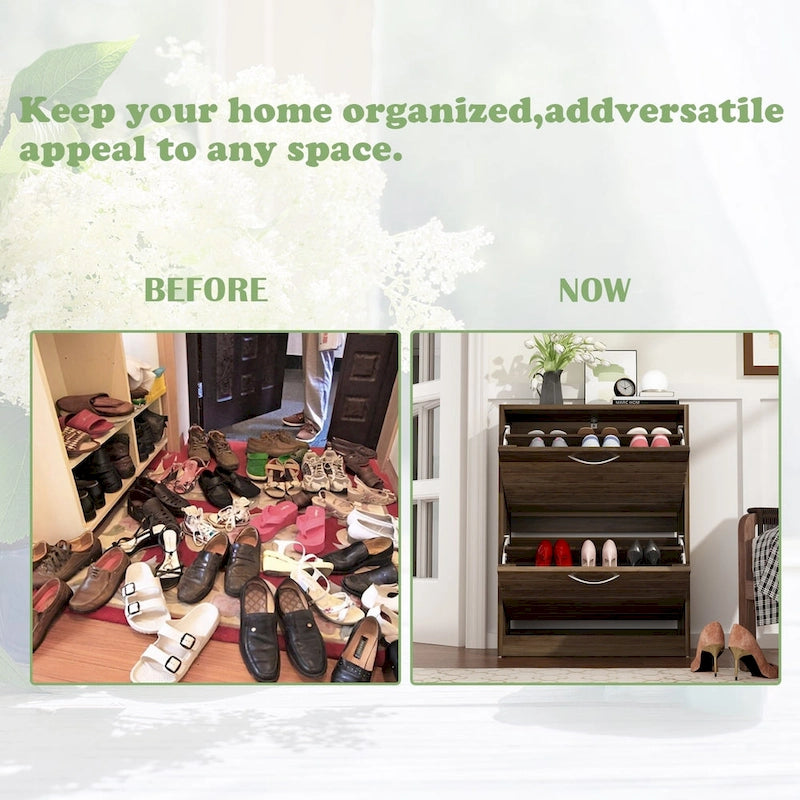 2 Tiers Shoe Rack Cabinet Shoe Cabinet Space-Saving