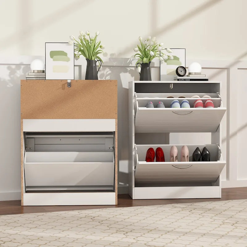 2 Tiers Shoe Rack Cabinet Shoe Cabinet Space-Saving