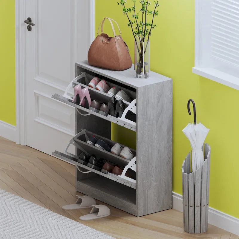 2 Tiers Shoe Rack Cabinet Shoe Cabinet Space-Saving