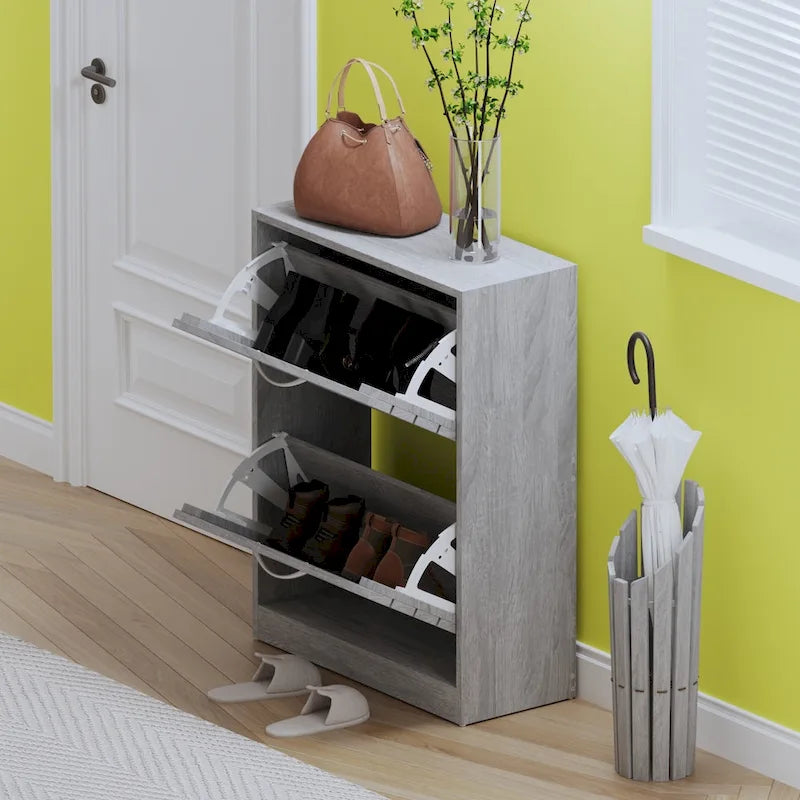 2 Tiers Shoe Rack Cabinet Shoe Cabinet Space-Saving