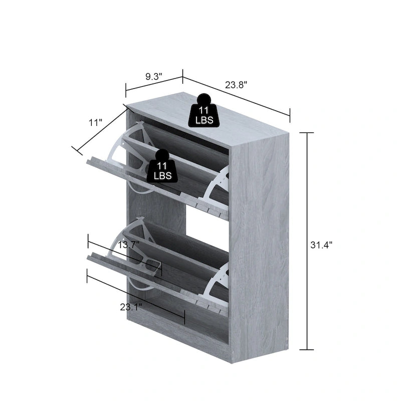 2 Tiers Shoe Rack Cabinet Shoe Cabinet Space-Saving