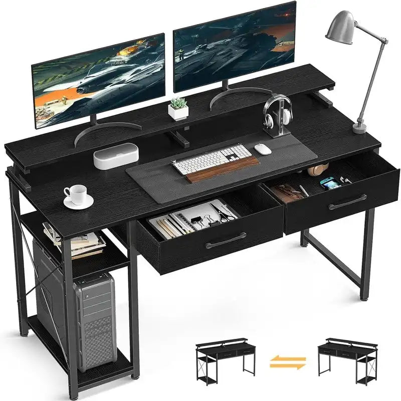Bureau d'ordinateur avec tiroirs