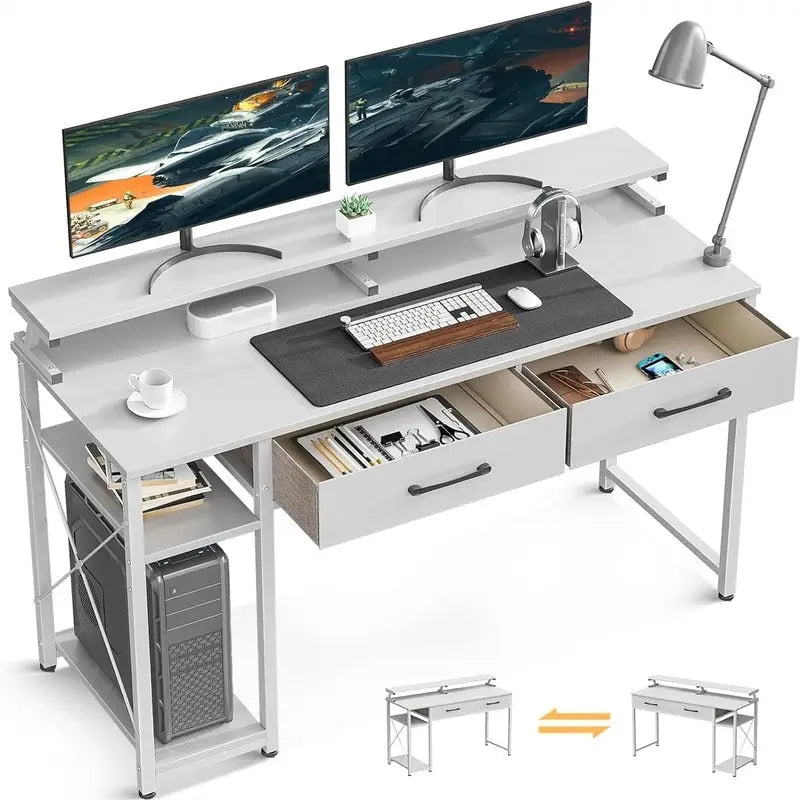 Bureau d'ordinateur avec tiroirs