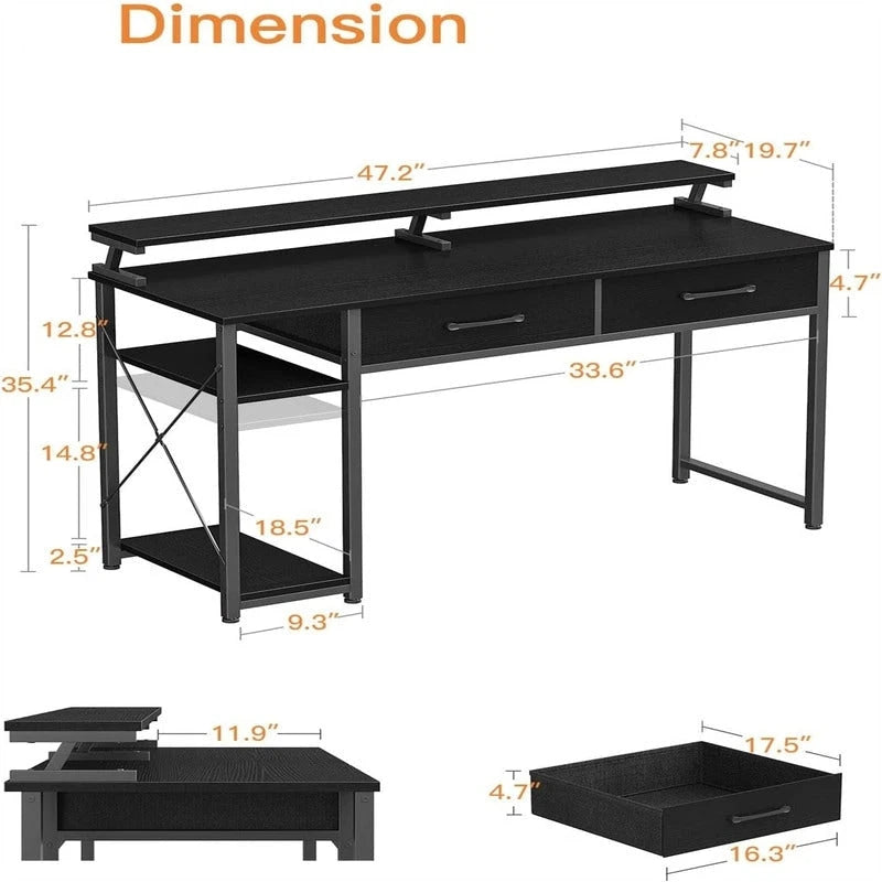 Bureau d'ordinateur avec tiroirs