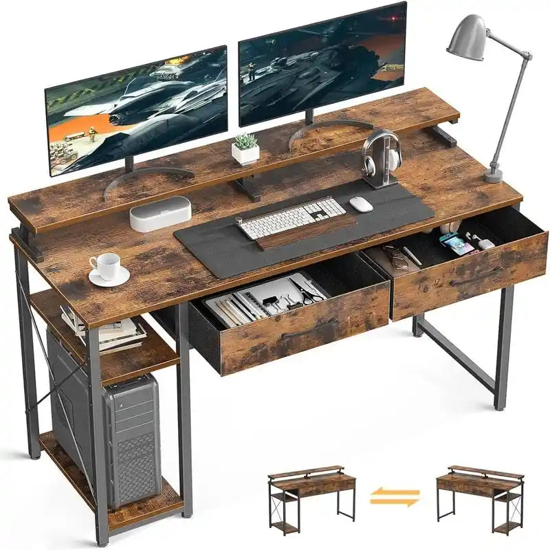 Bureau d'ordinateur avec tiroirs