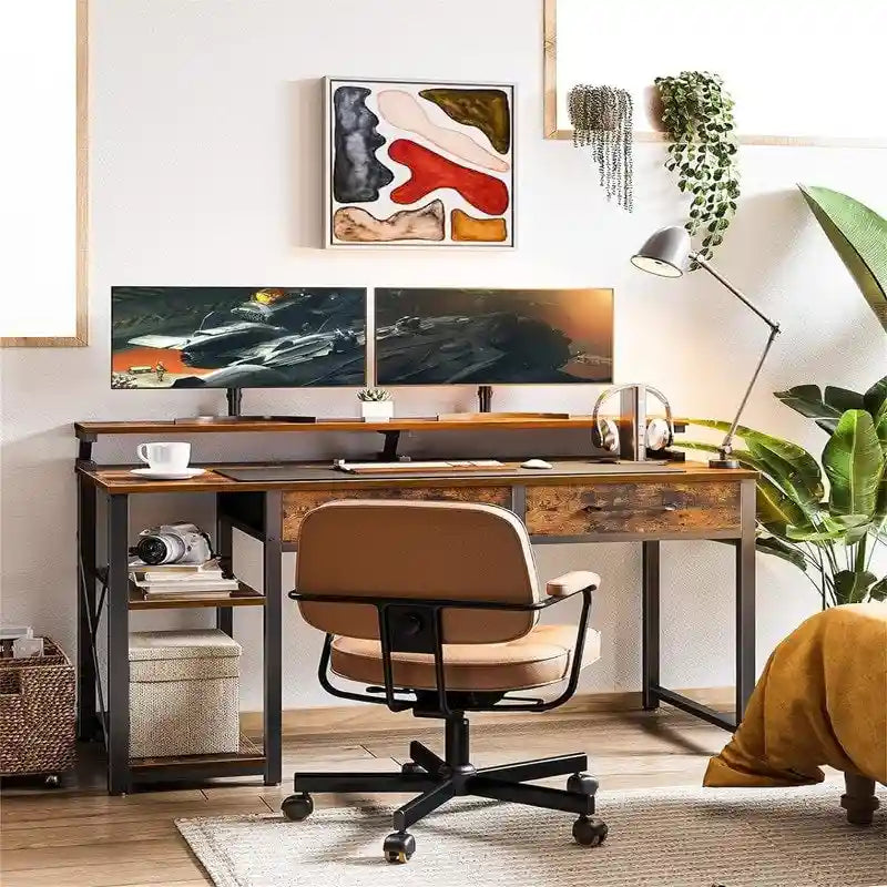 Bureau d'ordinateur avec tiroirs