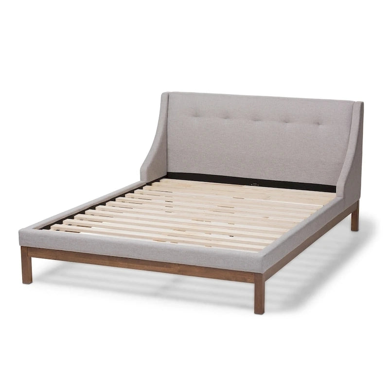 Lit plateforme en tissu contemporain