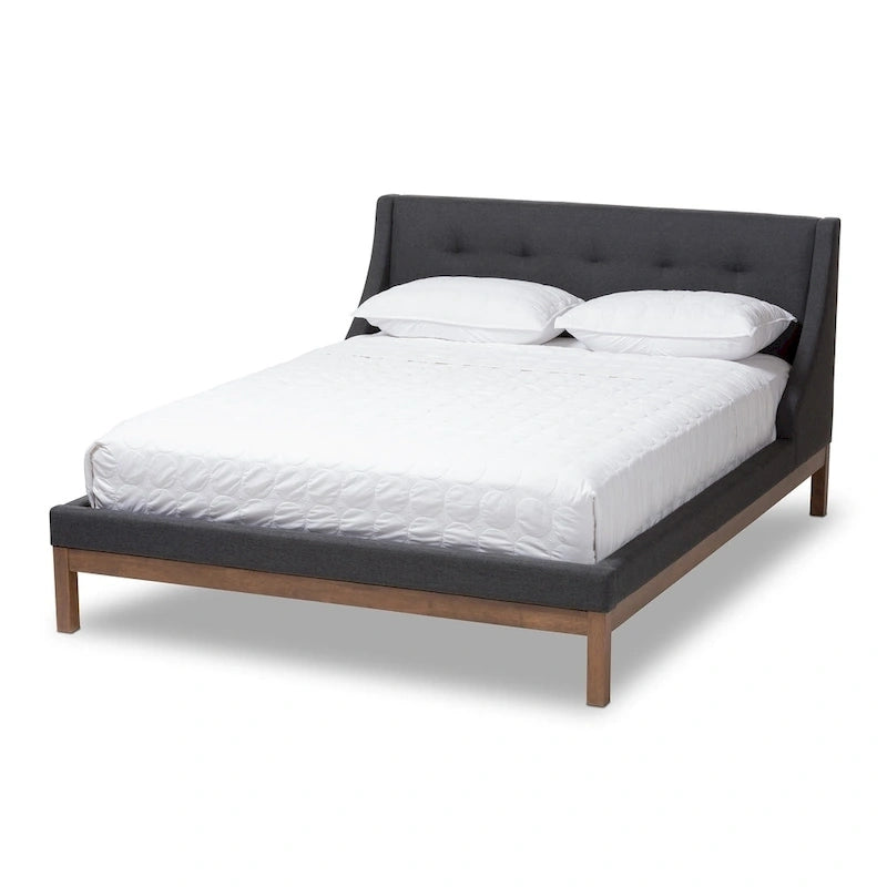 Lit plateforme en tissu contemporain