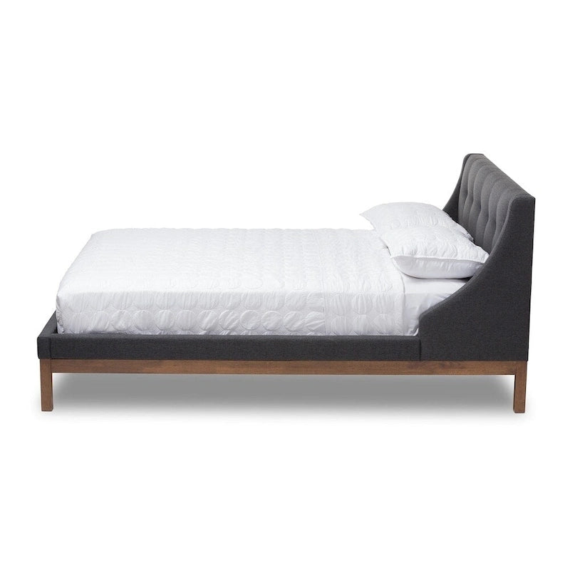 Lit plateforme en tissu contemporain