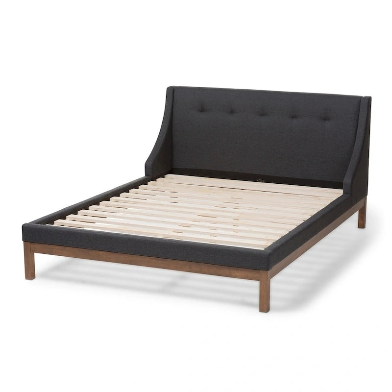 Lit plateforme en tissu contemporain