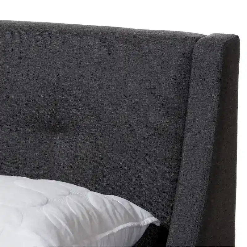 Lit plateforme en tissu contemporain