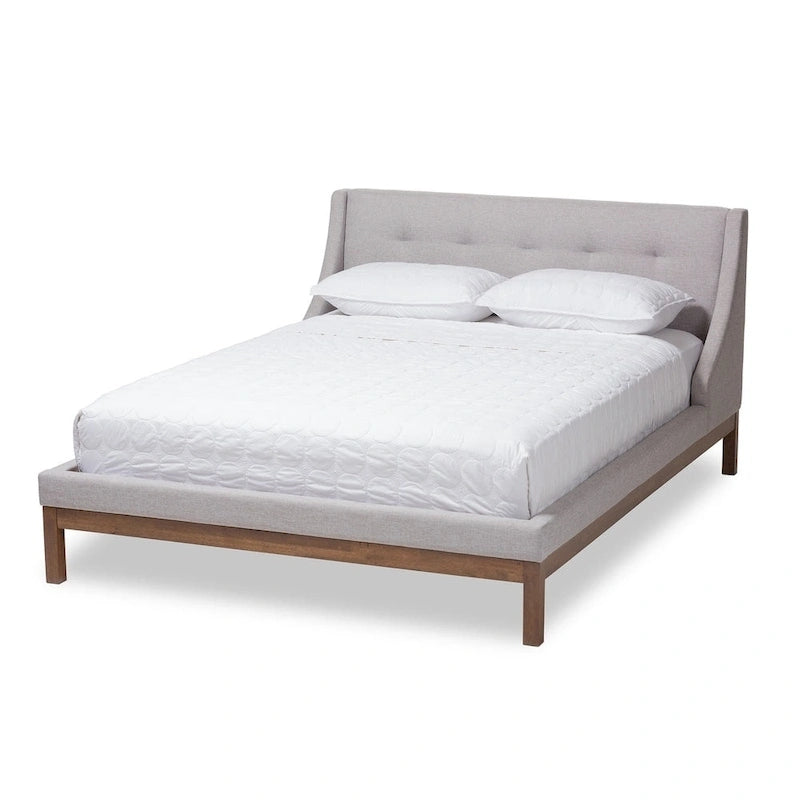 Lit plateforme en tissu contemporain