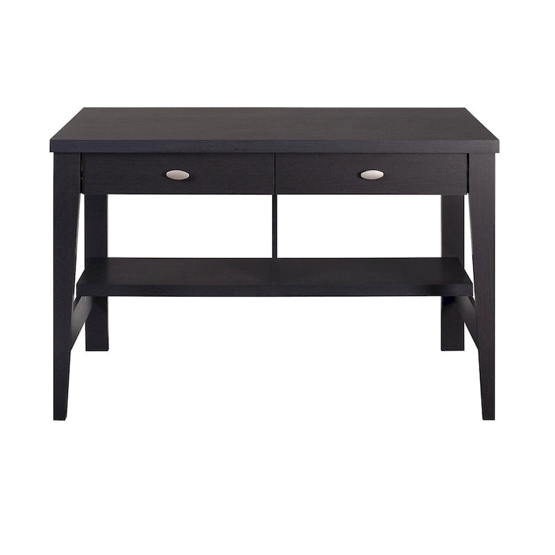 2-Drawer Small Desk with Shelves