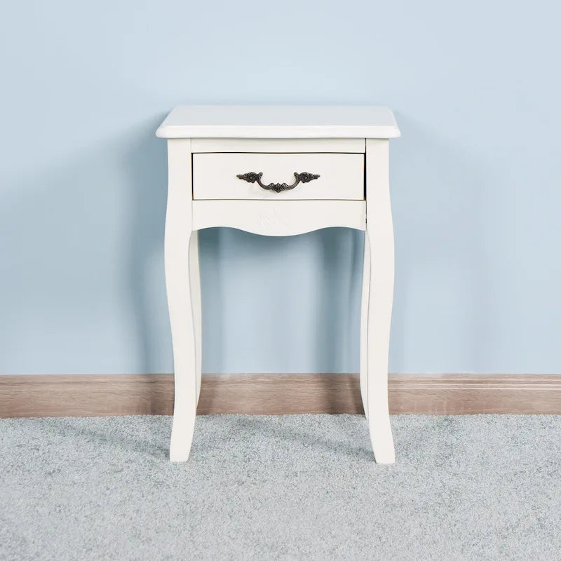 Table de rangement de salle de bain à poser avec un tiroir, 4 pieds courbés