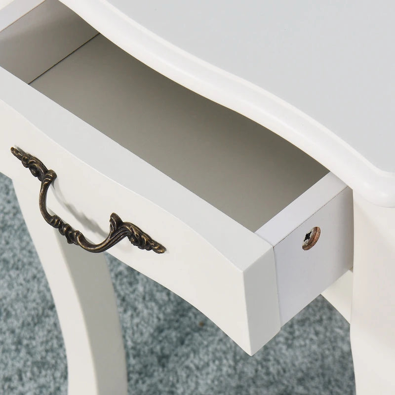Table de rangement de salle de bain à poser avec un tiroir, 4 pieds courbés