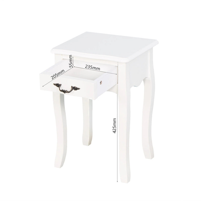Table de rangement de salle de bain à poser avec un tiroir, 4 pieds courbés