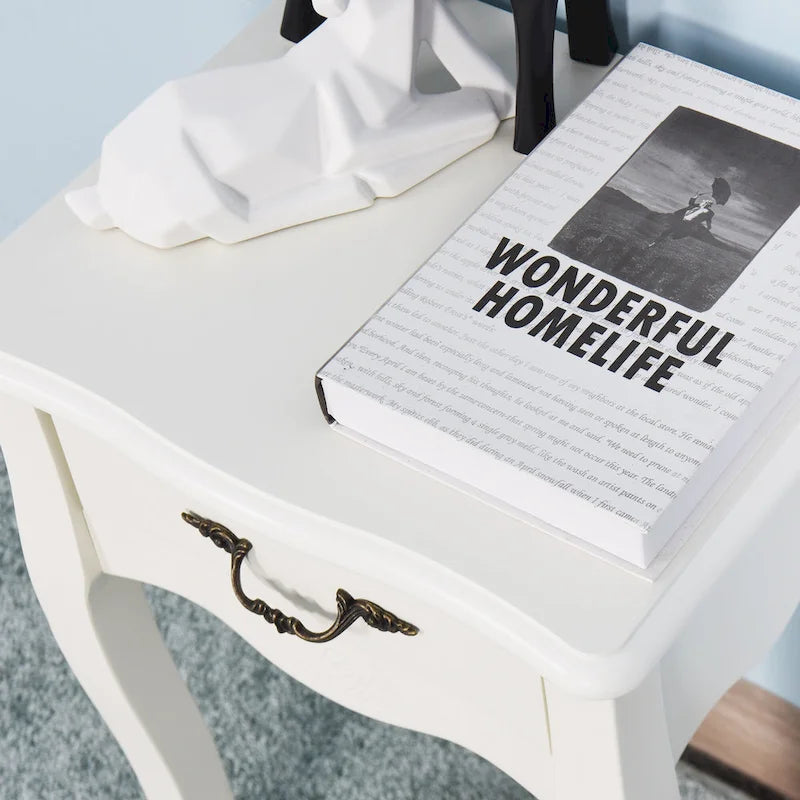 Table de rangement de salle de bain à poser avec un tiroir, 4 pieds courbés