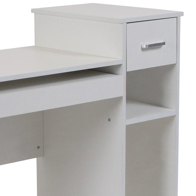 Bureau informatique avec étagères et tiroir