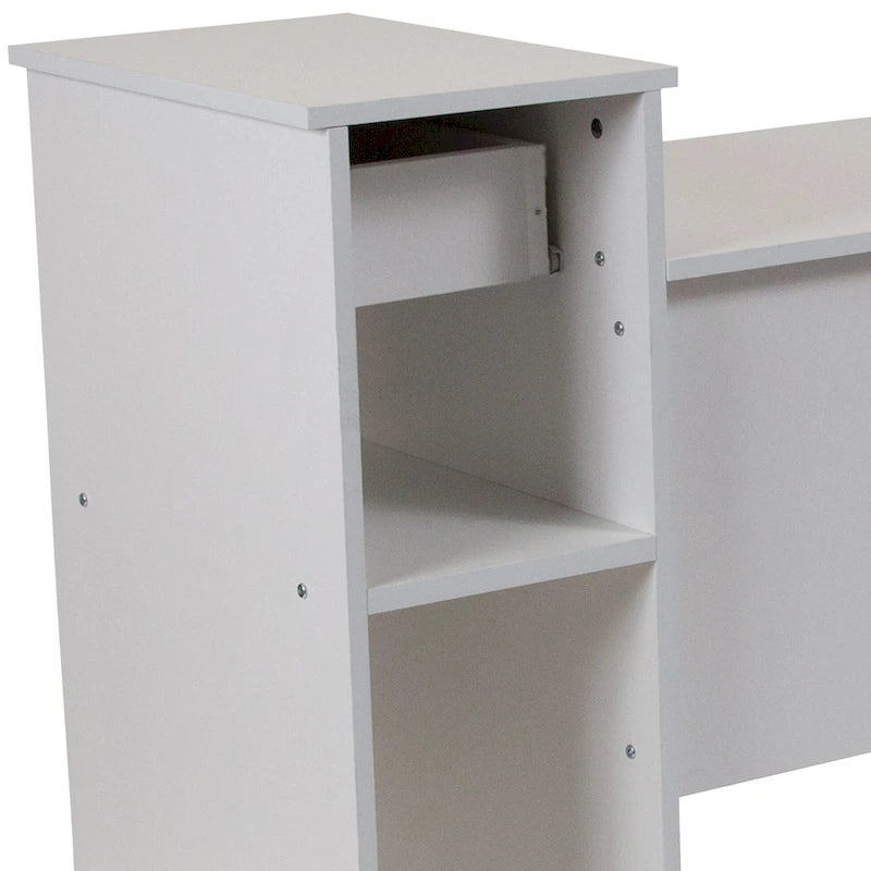 Bureau informatique avec étagères et tiroir