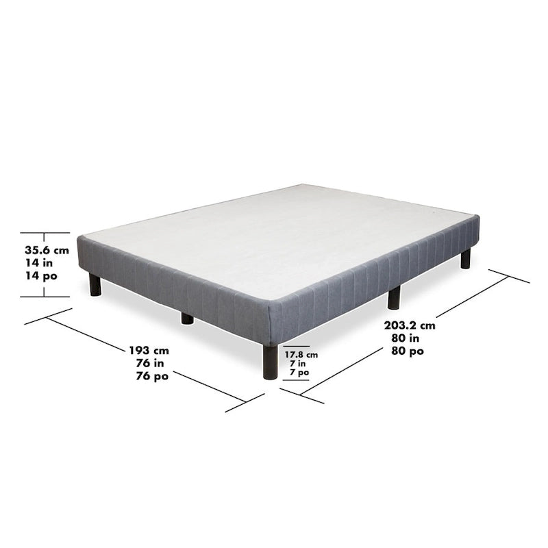 Cadre de lit King pour base plateforme et sommier métallique