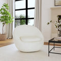 Round Barrel Shape Swivel Chair-White Sherpa