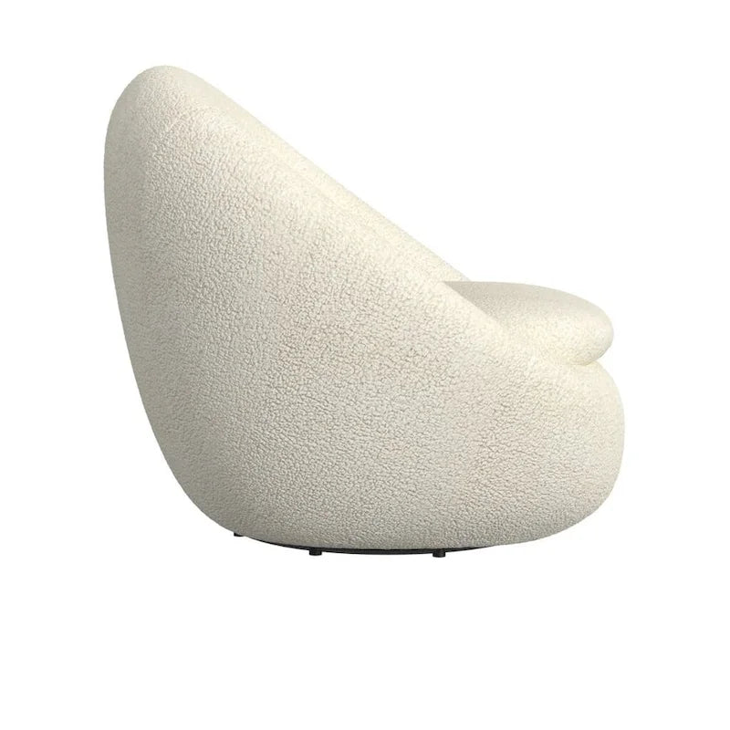 Round Barrel Shape Swivel Chair-White Sherpa