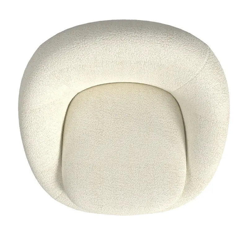Round Barrel Shape Swivel Chair-White Sherpa