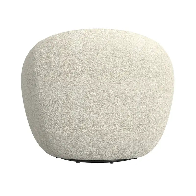 Round Barrel Shape Swivel Chair-White Sherpa