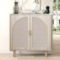 Rattan-accented storage cabinet