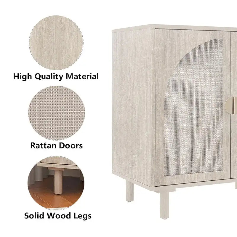 Rattan-accented storage cabinet