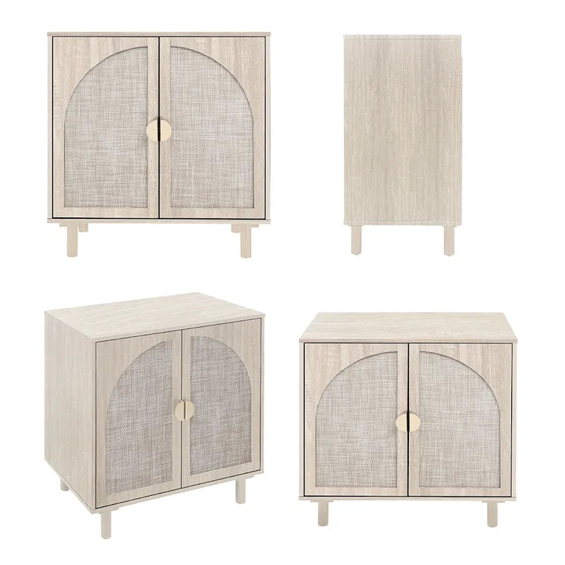 Rattan-accented storage cabinet