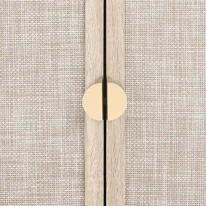 Rattan-accented storage cabinet
